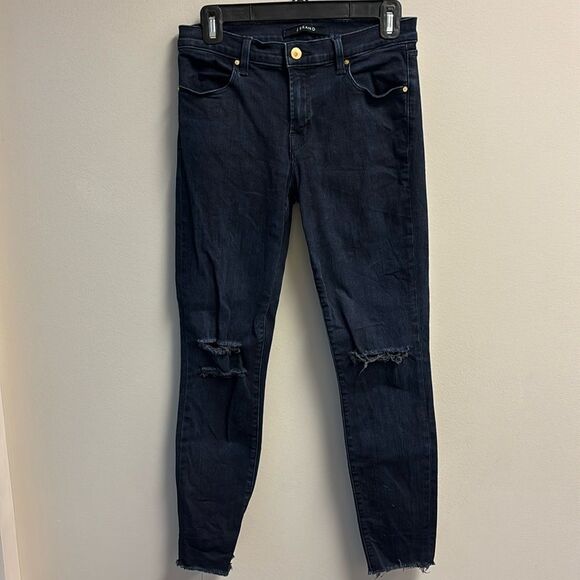 j. brand Denim - J. Brand Dark Denim Distressed Jeans mid rise crop skinny 27